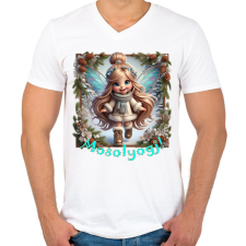 PRINTFASHION Mosolyogj! - Férfi V-nyakú póló - Fehér férfi póló