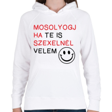 PRINTFASHION Mosolyogj ha te is - Női kapucnis pulóver - Fehér női pulóver, kardigán