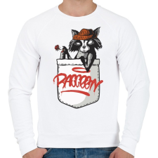 PRINTFASHION Mosómedve a zsebben - Férfi pulóver - Fehér férfi pulóver, kardigán