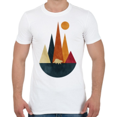 PRINTFASHION Mosómedve és hegyek - Férfi póló - Fehér