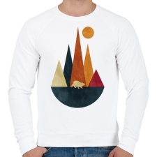 PRINTFASHION Mosómedve és hegyek - Férfi pulóver - Fehér férfi pulóver, kardigán