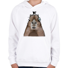 PRINTFASHION Mösziő Capybara - Gyerek kapucnis pulóver - Fehér gyerek pulóver, kardigán