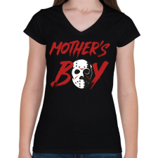 PRINTFASHION Mother's boy - Női V-nyakú póló - Fekete női póló