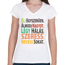PRINTFASHION Motiváció - Női V-nyakú póló - Fehér női póló