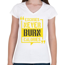 PRINTFASHION Motivációs felirat edzéshez - Női V-nyakú póló - Fehér női póló