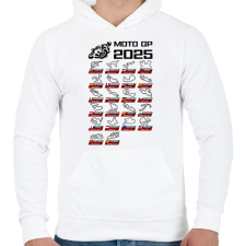 PRINTFASHION MOTO GP VERSENYNAPTÁR 2025 - Férfi kapucnis pulóver - Fehér férfi pulóver, kardigán