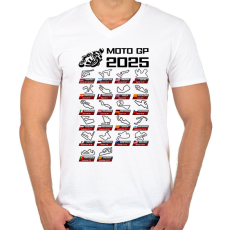 PRINTFASHION MOTO GP VERSENYNAPTÁR 2025 - Férfi V-nyakú póló - Fehér