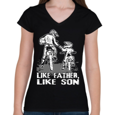 PRINTFASHION Motocross Family - Női V-nyakú póló - Fekete