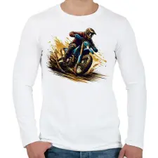 PRINTFASHION Motocross - Férfi hosszú ujjú póló - Fehér férfi póló