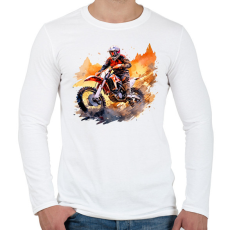 PRINTFASHION Motocross - Férfi hosszú ujjú póló - Fehér