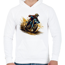 PRINTFASHION Motocross - Férfi kapucnis pulóver - Fehér férfi pulóver, kardigán