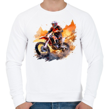 PRINTFASHION Motocross - Férfi pulóver - Fehér férfi pulóver, kardigán