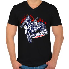 PRINTFASHION Motocross - Férfi V-nyakú póló - Fekete