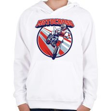 PRINTFASHION Motocross - Gyerek kapucnis pulóver - Fehér