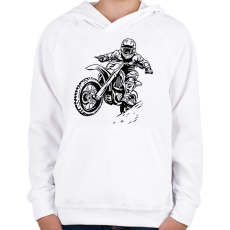 PRINTFASHION motocross - Gyerek kapucnis pulóver - Fehér