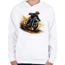 PRINTFASHION Motocross - Gyerek kapucnis pulóver - Fehér gyerek pulóver, kardigán