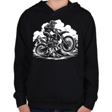 PRINTFASHION motocross - Gyerek kapucnis pulóver - Fekete