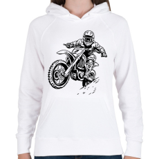 PRINTFASHION motocross - Női kapucnis pulóver - Fehér