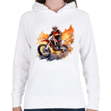 PRINTFASHION Motocross - Női kapucnis pulóver - Fehér