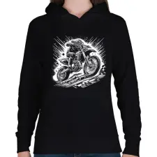PRINTFASHION motocross - Női kapucnis pulóver - Fekete női pulóver, kardigán