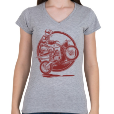 PRINTFASHION Motocross - Női V-nyakú póló - Sport szürke