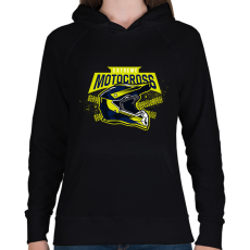 PRINTFASHION Motocross sisak - Női kapucnis pulóver - Fekete