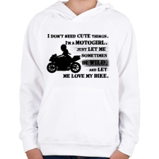 PRINTFASHION motogirl - Gyerek kapucnis pulóver - Fehér gyerek pulóver, kardigán