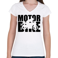 PRINTFASHION Motor BIke - Női V-nyakú póló - Fehér