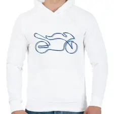 PRINTFASHION motor egyvonallalkék - Férfi kapucnis pulóver - Fehér férfi pulóver, kardigán