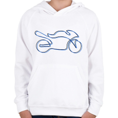 PRINTFASHION motor egyvonallalkék - Gyerek kapucnis pulóver - Fehér
