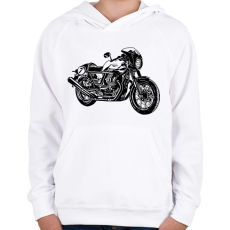 PRINTFASHION motor - Gyerek kapucnis pulóver - Fehér