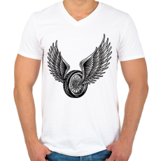 PRINTFASHION Motor kerék - Férfi V-nyakú póló - Fehér