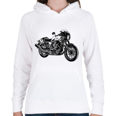 PRINTFASHION motor - Női kapucnis pulóver - Fehér