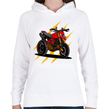 PRINTFASHION Motor  - Női kapucnis pulóver - Fehér női pulóver, kardigán