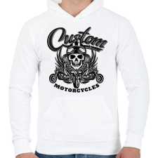 PRINTFASHION Motorcycle  - Férfi kapucnis pulóver - Fehér férfi pulóver, kardigán
