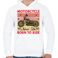 PRINTFASHION Motorcycle Never Die Born To Ride Red - Férfi kapucnis pulóver - Fehér