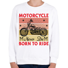 PRINTFASHION Motorcycle Never Die Born To Ride Red - Gyerek pulóver - Fehér gyerek pulóver, kardigán