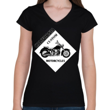 PRINTFASHION motorcycle - Női V-nyakú póló - Fekete női póló