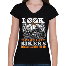 PRINTFASHION motorcycle - Női V-nyakú póló - Fekete női póló