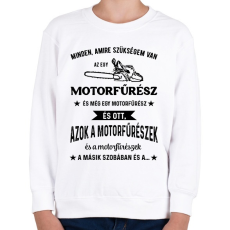 PRINTFASHION Motorfűrész / Favágó - Gyerek pulóver - Fehér