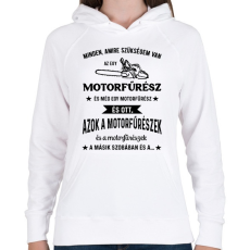 PRINTFASHION Motorfűrész / Favágó - Női kapucnis pulóver - Fehér