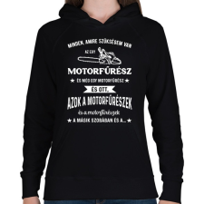 PRINTFASHION Motorfűrész / Favágó - Női kapucnis pulóver - Fekete női pulóver, kardigán