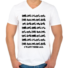 PRINTFASHION motorok fekete - Férfi V-nyakú póló - Fehér