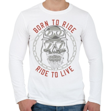 PRINTFASHION Motoros 01 - Born to ride - Férfi hosszú ujjú póló - Fehér férfi póló