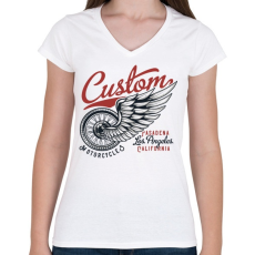 PRINTFASHION Motoros 06 - Pasadena Motorcycles - Női V-nyakú póló - Fehér
