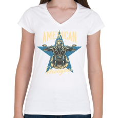 PRINTFASHION Motoros 07 - American hooligans - Női V-nyakú póló - Fehér