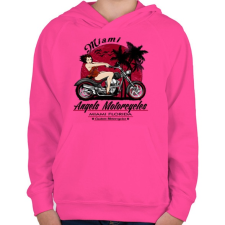 PRINTFASHION Motoros angyal - Gyerek kapucnis pulóver - Fukszia gyerek pulóver, kardigán