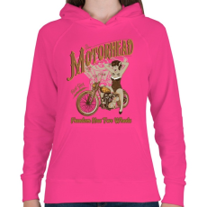 PRINTFASHION Motoros csaj - Női kapucnis pulóver - Fukszia