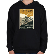 PRINTFASHION Motoros élet - Gyerek kapucnis pulóver - Fekete
