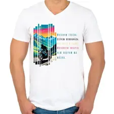 PRINTFASHION Motoros - Férfi V-nyakú póló - Fehér férfi póló